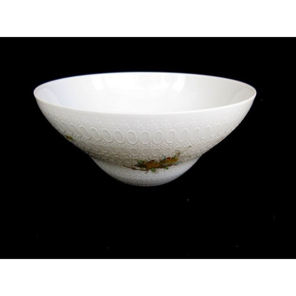 Rosenthal Harmony Romance 7" Vegetable Bowl White Yellow Roses Embossed Ovals